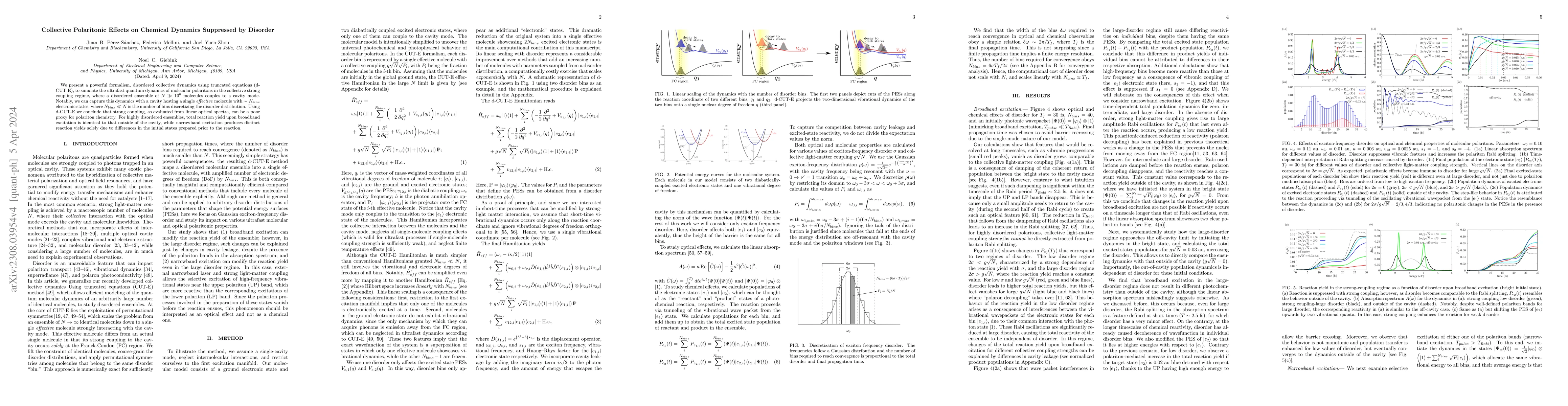 Thumbnail for Collective Polaritonic Effects on Chemical Dynamics Suppressed by
  Disorder