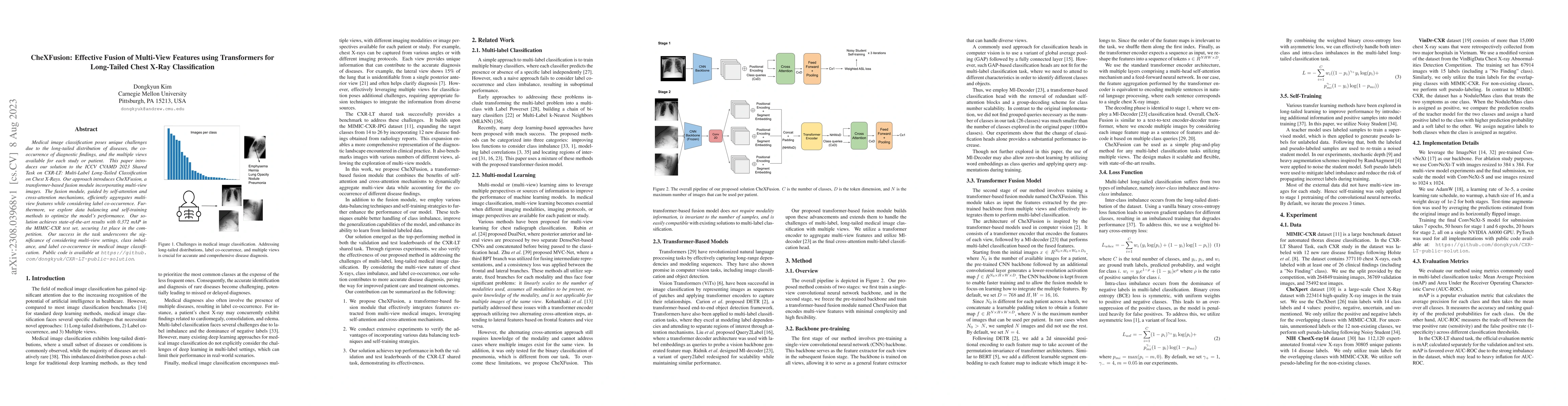 Thumbnail for CheXFusion: Effective Fusion of Multi-View Features using Transformers
  for Long-Tailed Chest X-Ray Classification