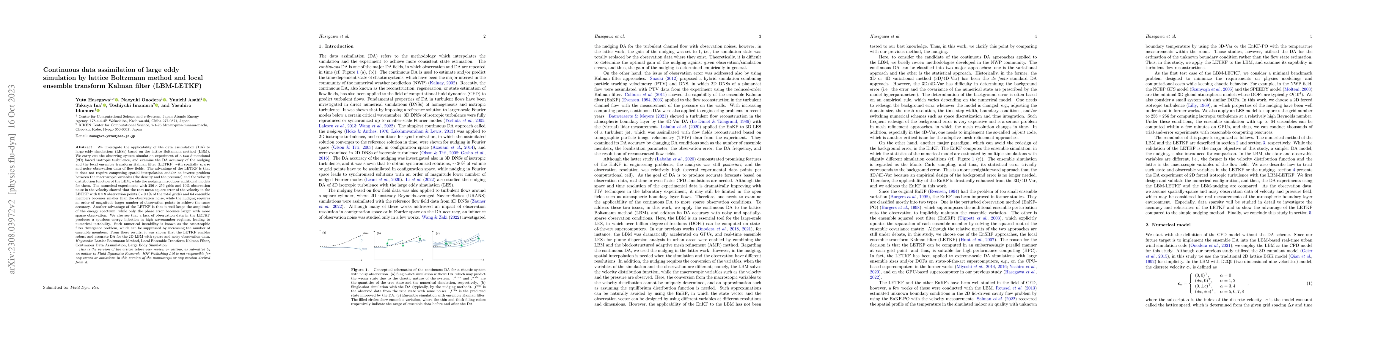Thumbnail for Continuous data assimilation of large eddy simulation by lattice
  Boltzmann method and local ensemble transform Kalman filter (LBM-LETKF)