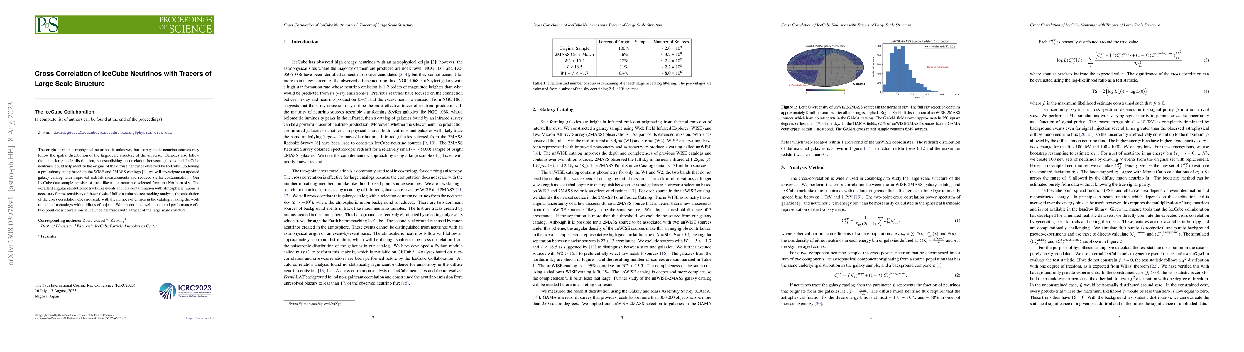 Thumbnail for Cross Correlation of IceCube Neutrinos with Tracers of Large Scale
  Structure