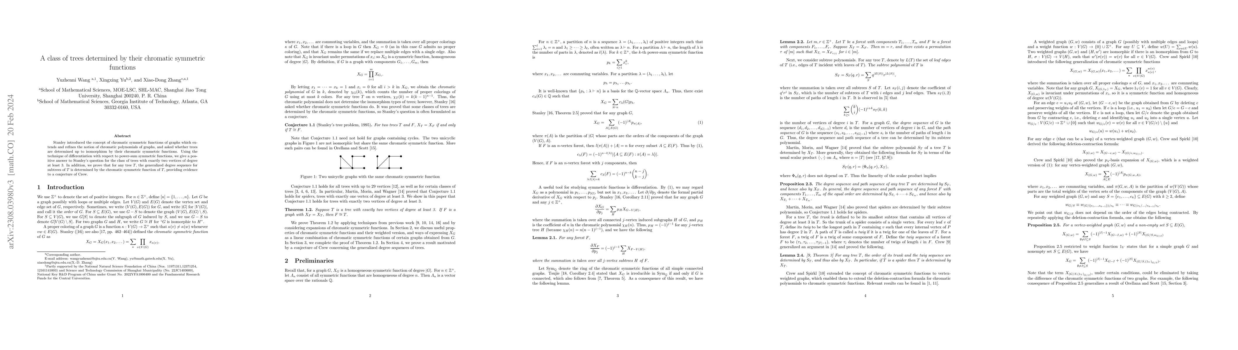 Thumbnail for A class of trees determined by their chromatic symmetric functions