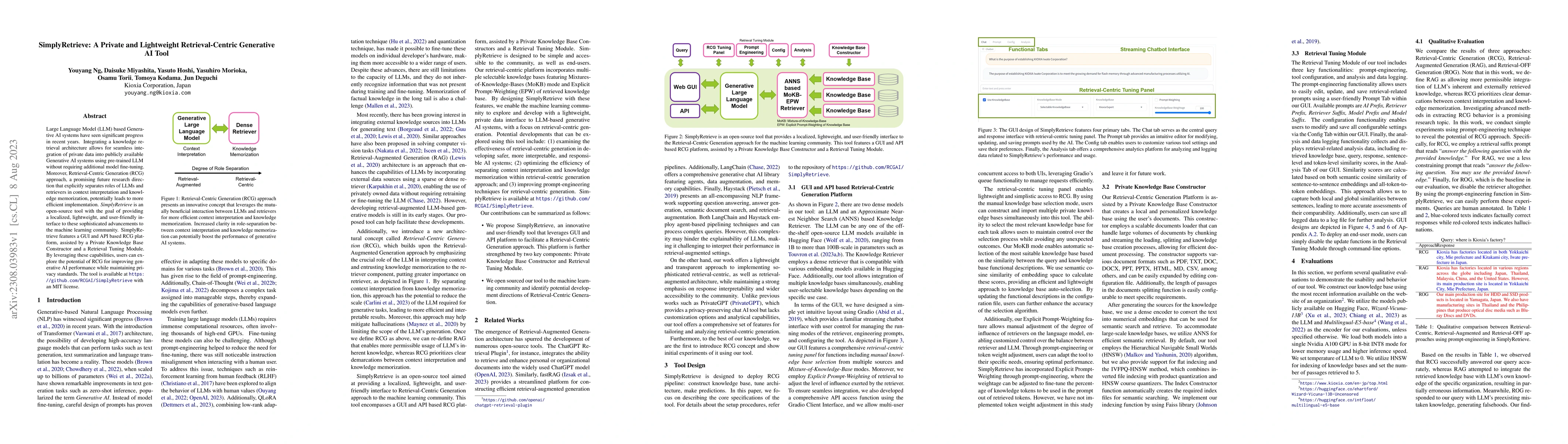 Thumbnail for SimplyRetrieve: A Private and Lightweight Retrieval-Centric Generative
  AI Tool
