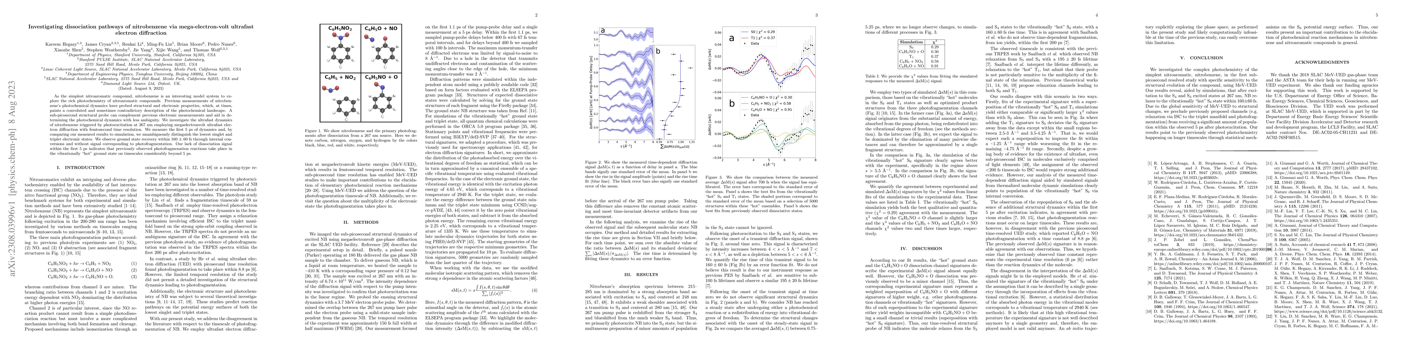 Thumbnail for Investigating dissociation pathways of nitrobenzene via
  mega-electron-volt ultrafast electron diffraction
