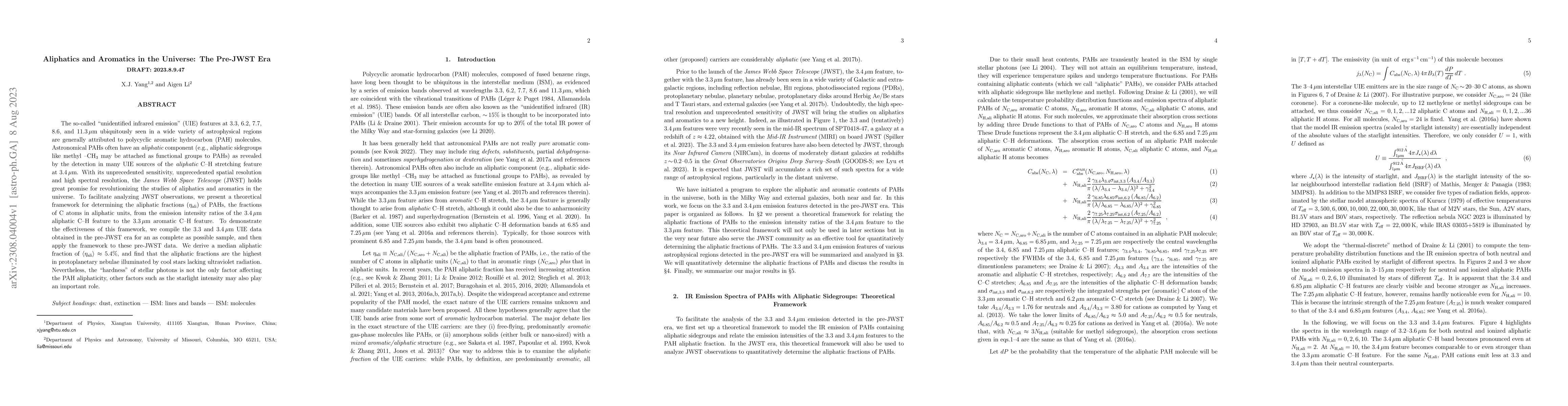 Thumbnail for Aliphatics and Aromatics in the Universe: The Pre-JWST Era