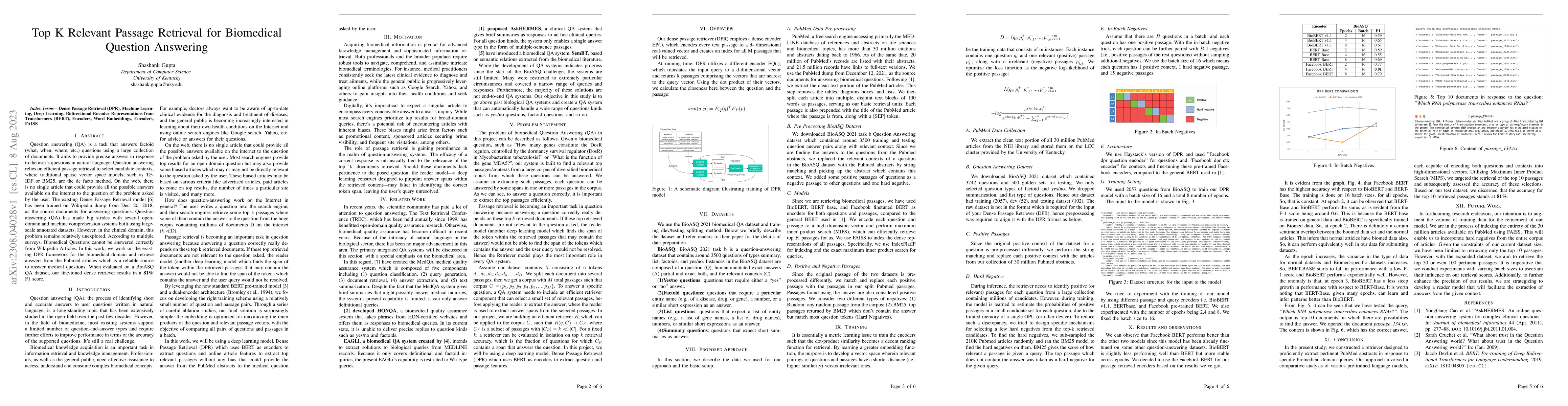 Thumbnail for Top K Relevant Passage Retrieval for Biomedical Question Answering