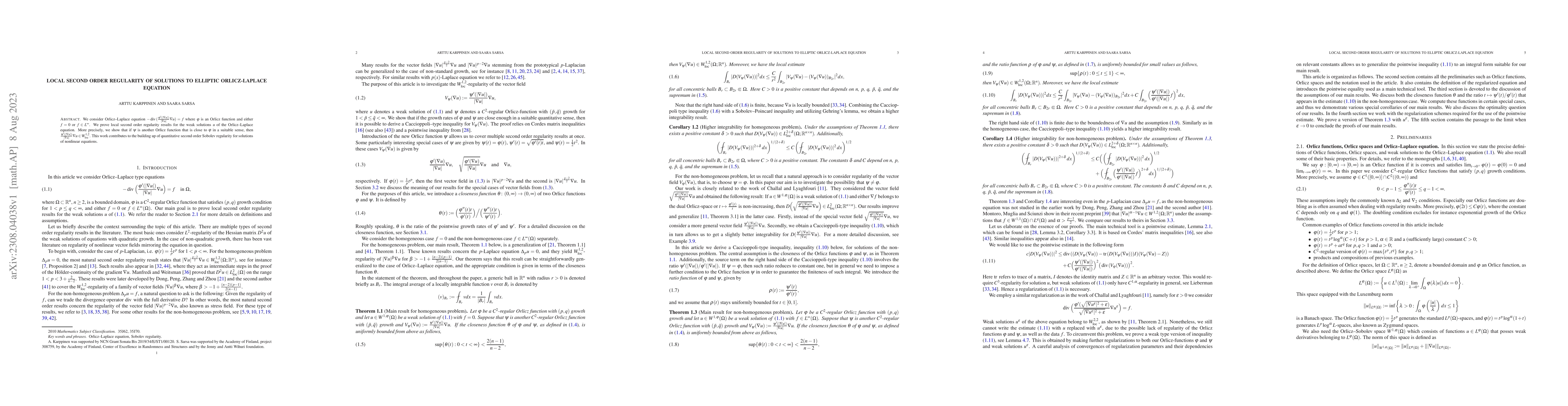 Thumbnail for Local second order regularity of solutions to elliptic Orlicz-Laplace
  equation