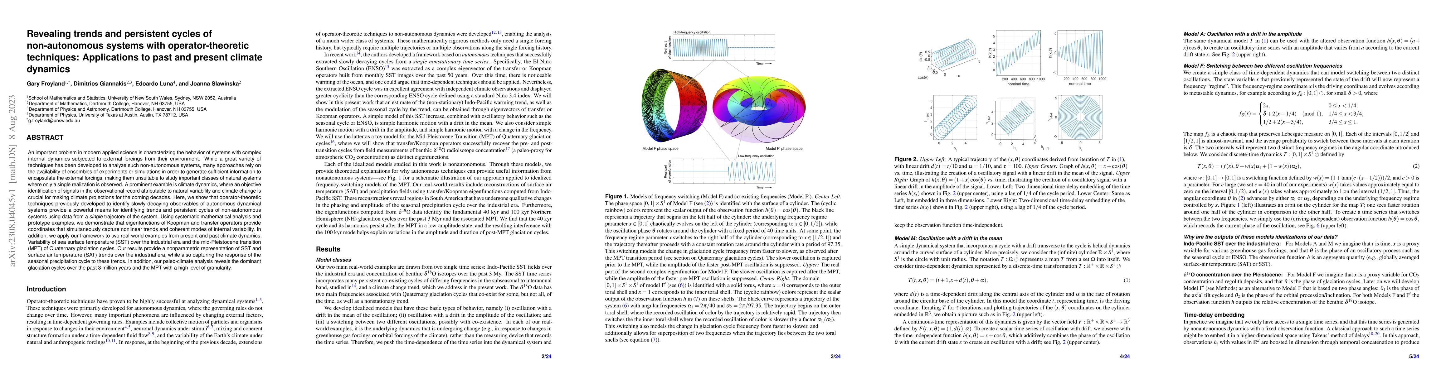 Thumbnail for Revealing trends and persistent cycles of non-autonomous systems with
  operator-theoretic techniques: Applications to past and present climate
  dynamics