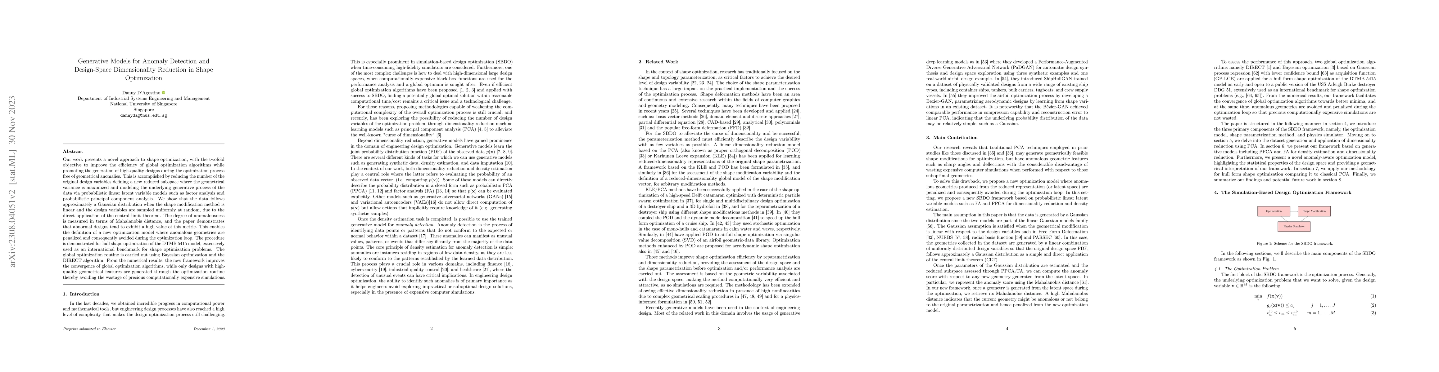 Thumbnail for Generative Models for Anomaly Detection and Design-Space Dimensionality
  Reduction in Shape Optimization