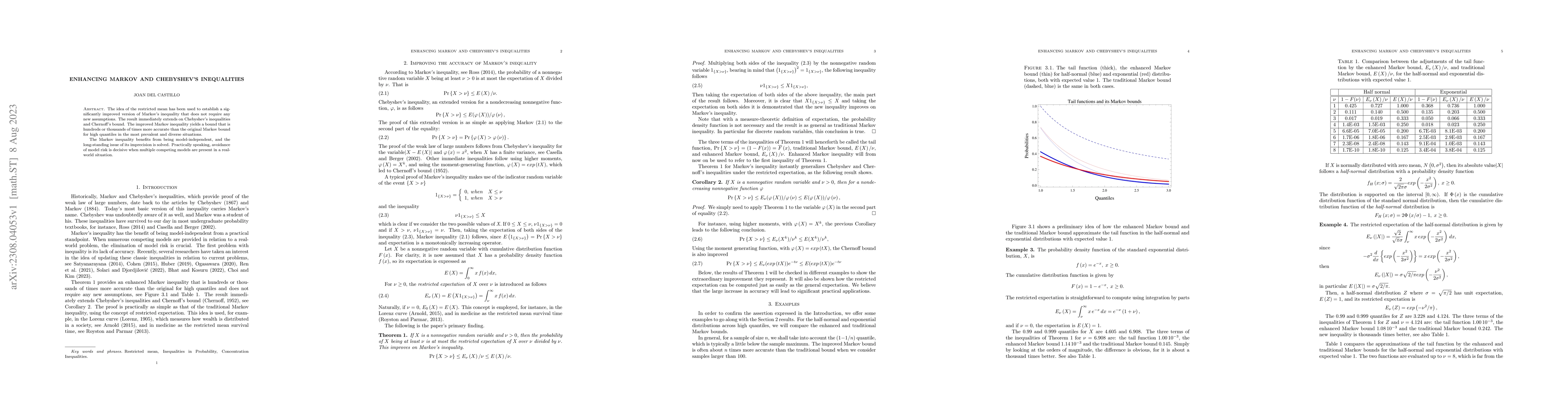 Thumbnail for Enhancing Markov and Chebyshev's inequalities