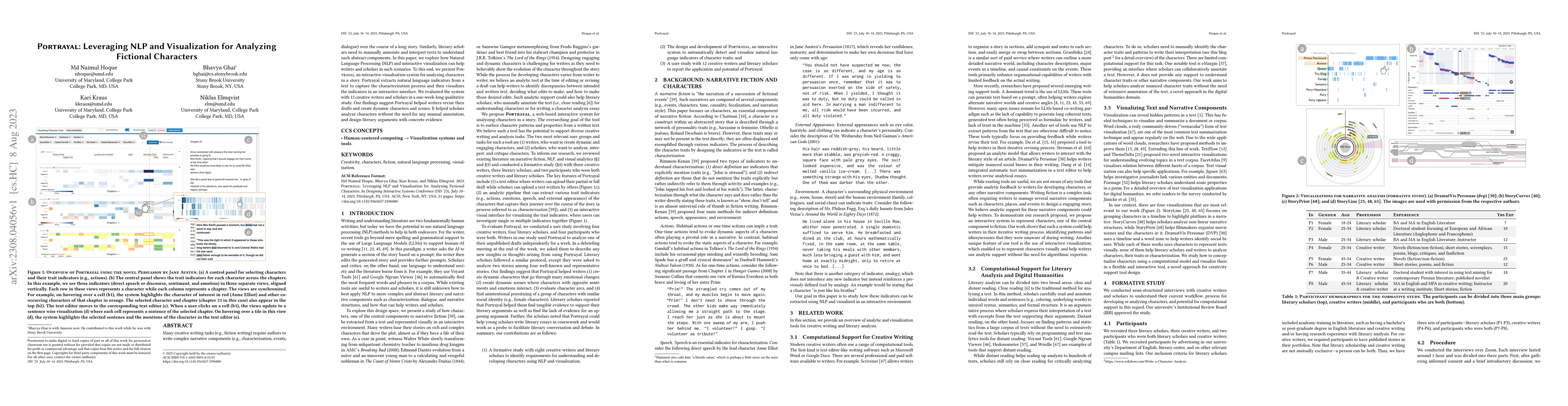 Thumbnail for Portrayal: Leveraging NLP and Visualization for Analyzing Fictional
  Characters