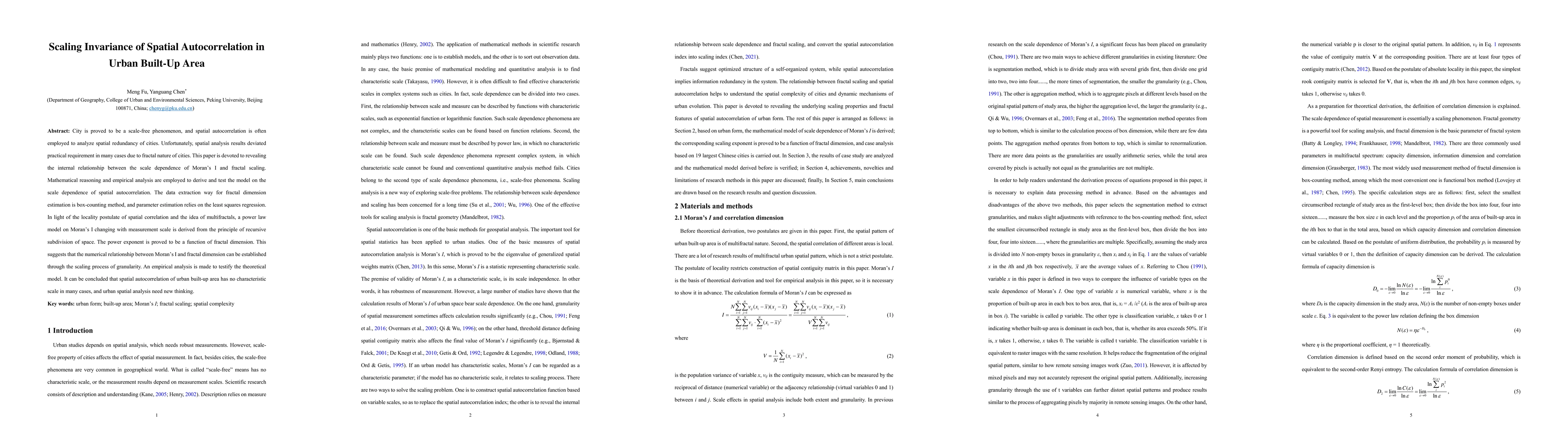 Thumbnail for Scaling invariance of spatial autocorrelation in urban built-up area