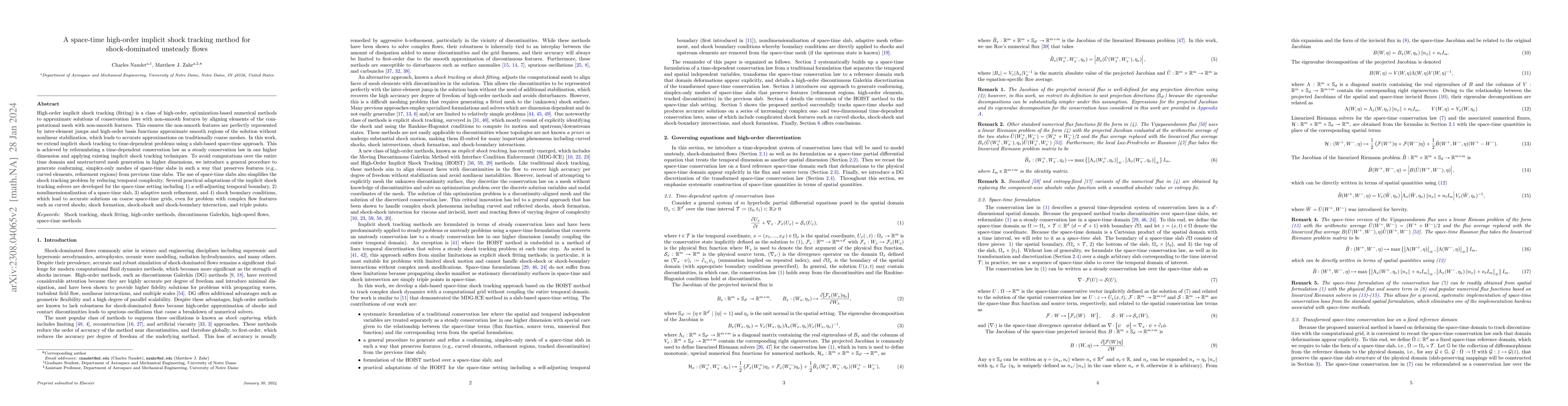 Thumbnail for A space-time high-order implicit shock tracking method for
  shock-dominated unsteady flows