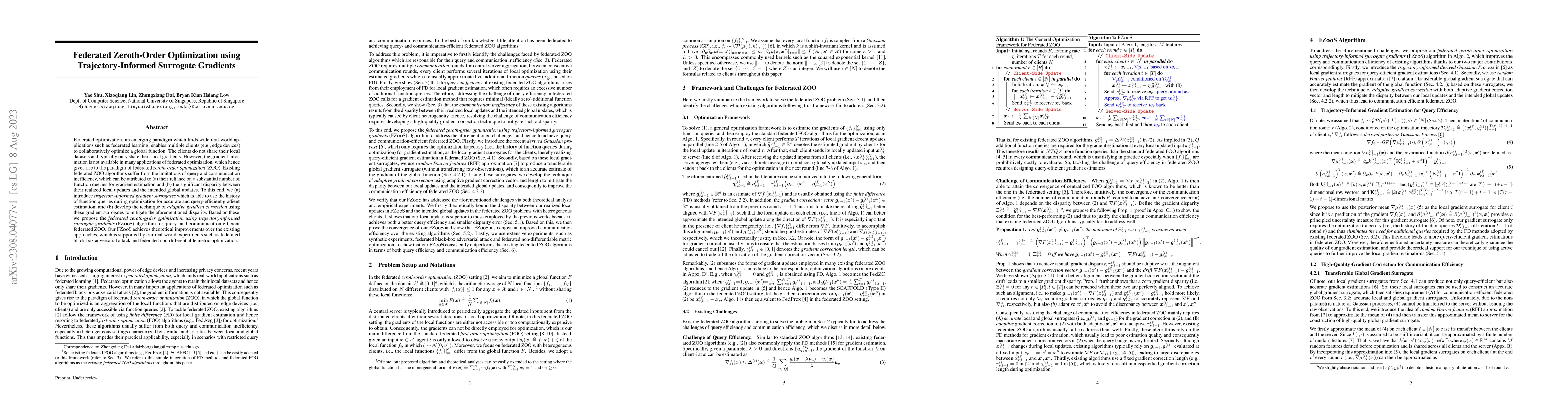 Thumbnail for Federated Zeroth-Order Optimization using Trajectory-Informed Surrogate
  Gradients