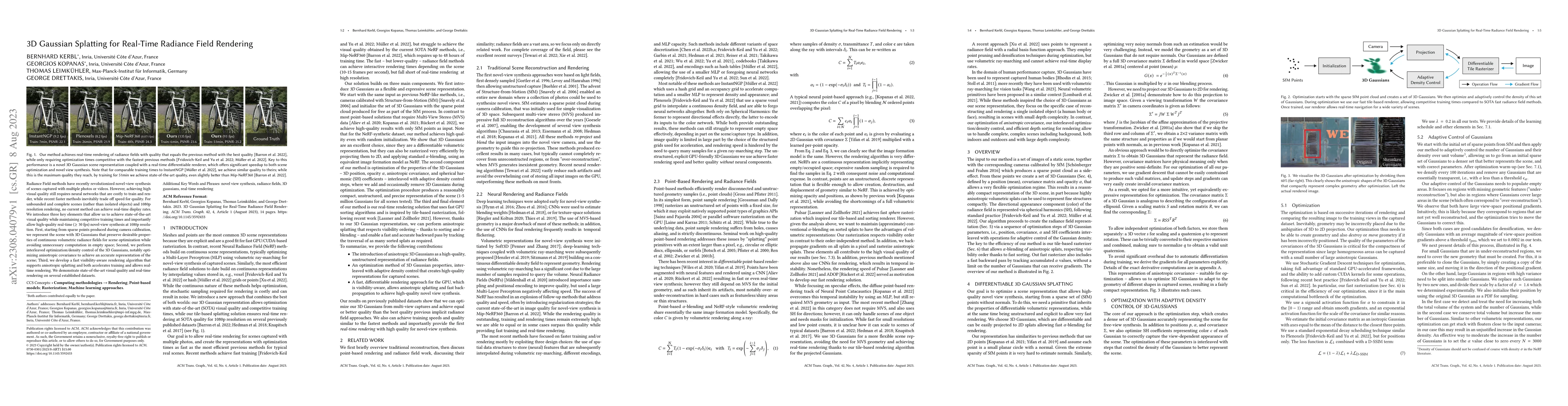 Thumbnail for 3D Gaussian Splatting for Real-Time Radiance Field Rendering