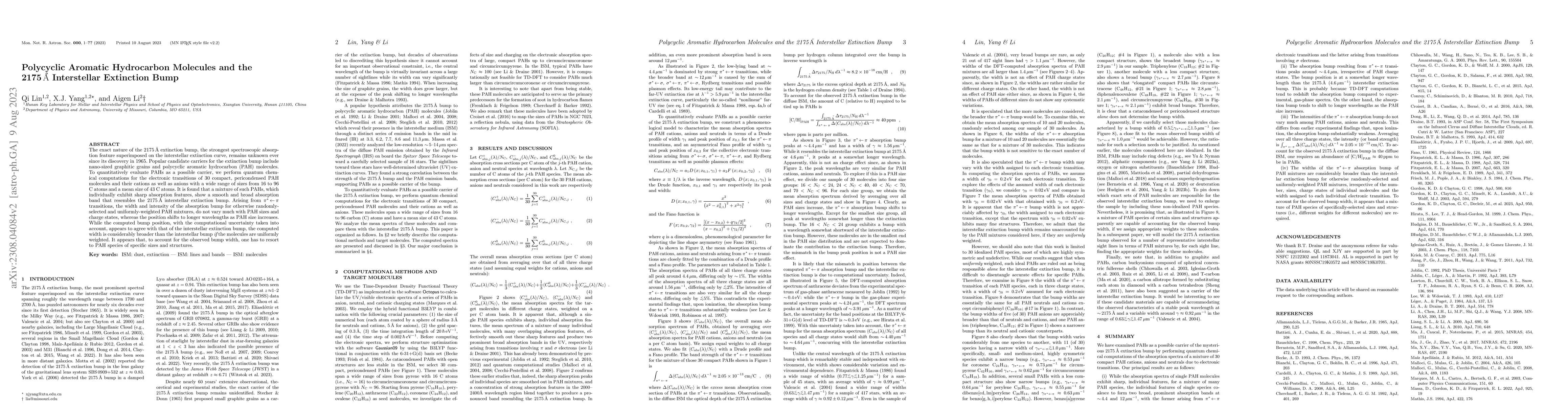 Thumbnail for Polycyclic Aromatic Hydrocarbon Molecules and the 2175 Angstrom
  Interstellar Extinction Bump