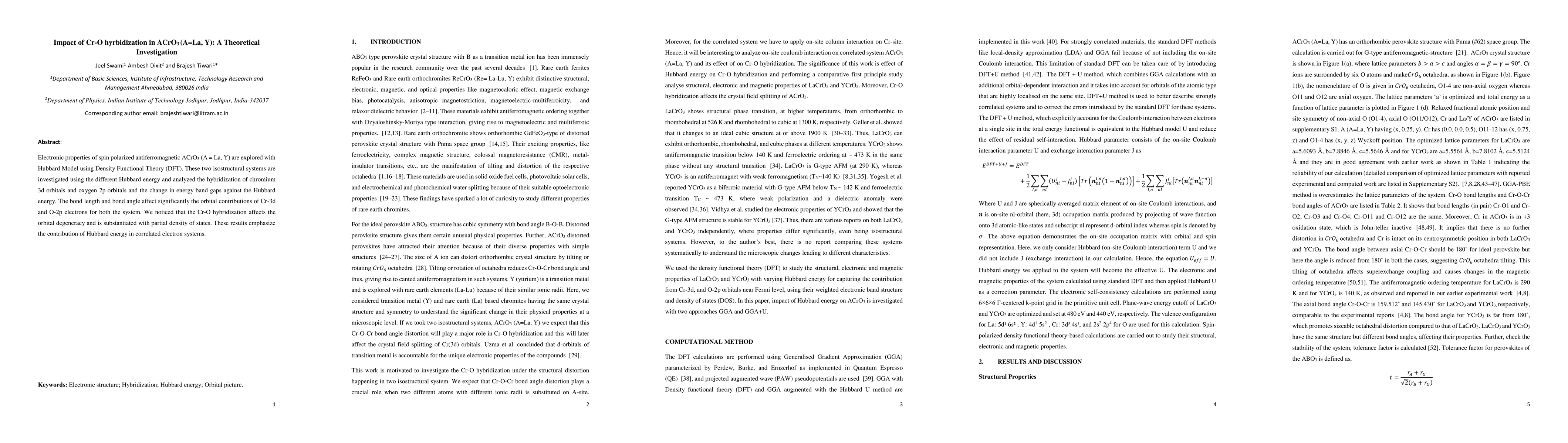Thumbnail for Impact of Cr-O hyrbidization in ACrO3 (A=La, Y): A Theoretical
  Investigation