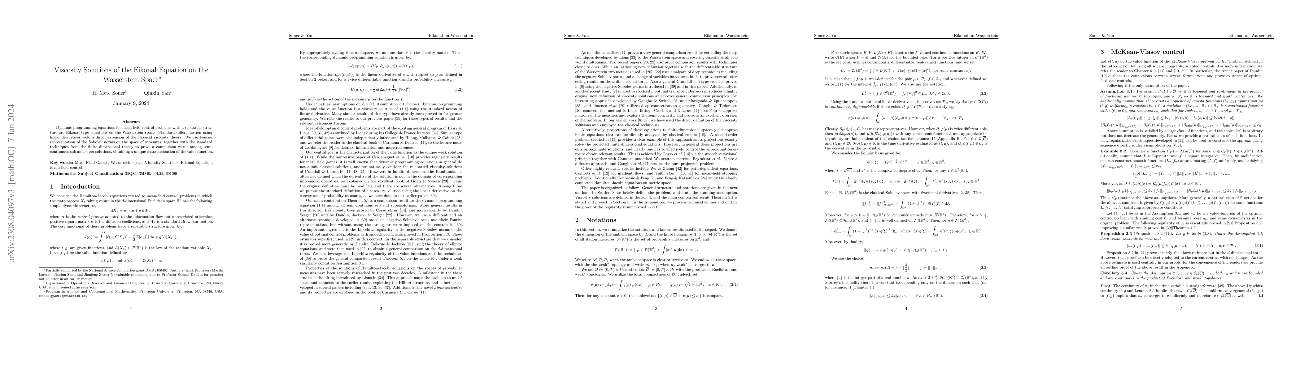 Thumbnail for Viscosity Solutions of the Eikonal Equation on the Wasserstein Space