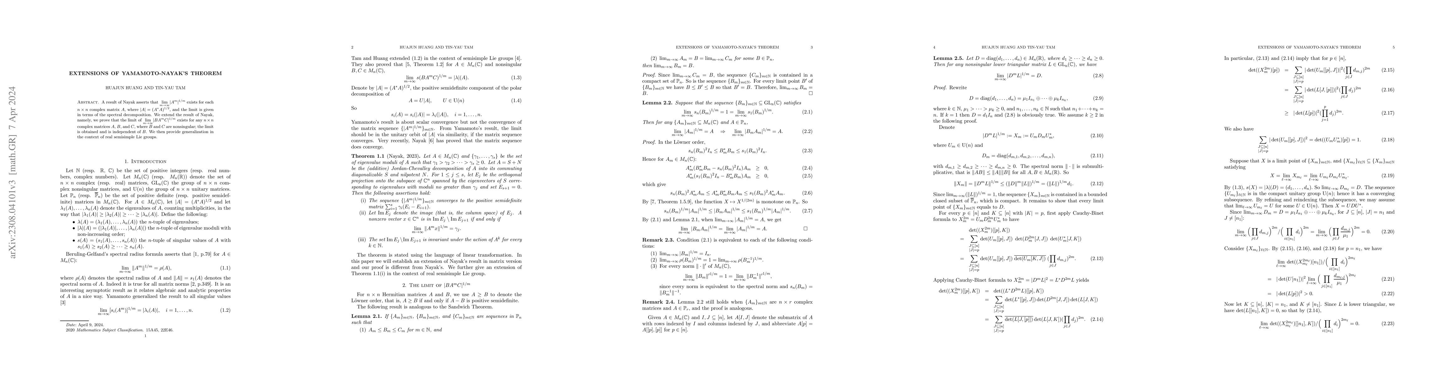 Thumbnail for Extensions of Yamamoto-Nayak's Theorem