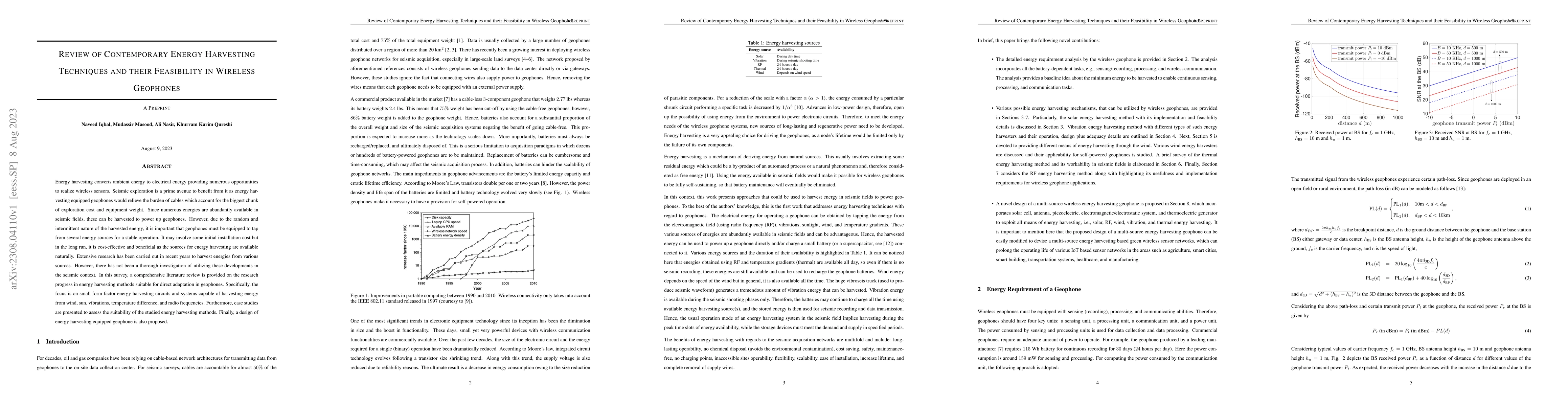Thumbnail for Review of Contemporary Energy Harvesting Techniques and Their
  Feasibility in Wireless Geophones