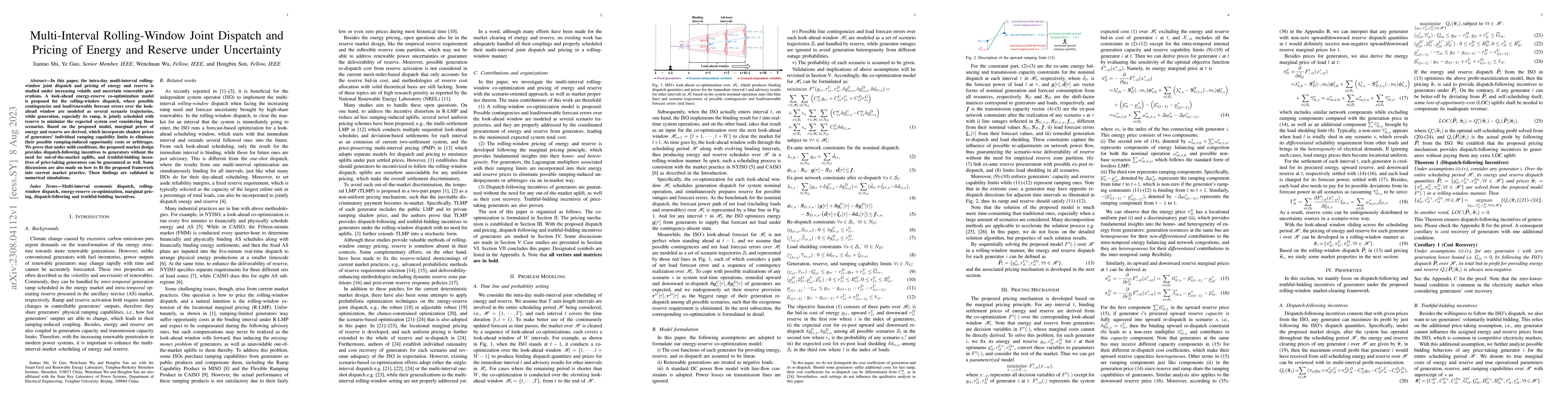 Thumbnail for Multi-Interval Rolling-Window Joint Dispatch and Pricing of Energy and
  Reserve under Uncertainty