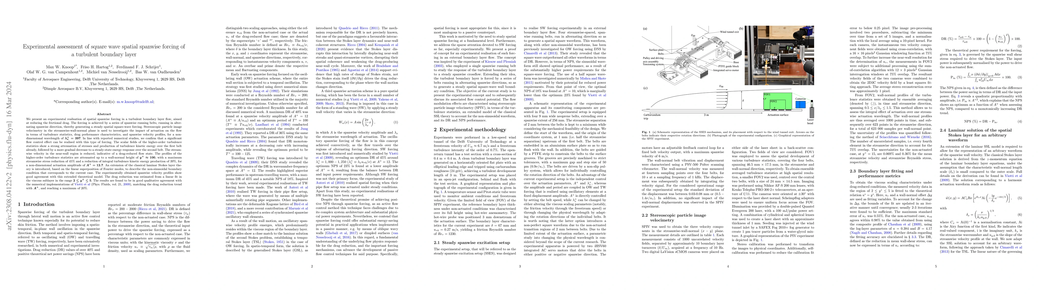 Thumbnail for Experimental assessment of square wave spatial spanwise forcing of a
  turbulent boundary layer