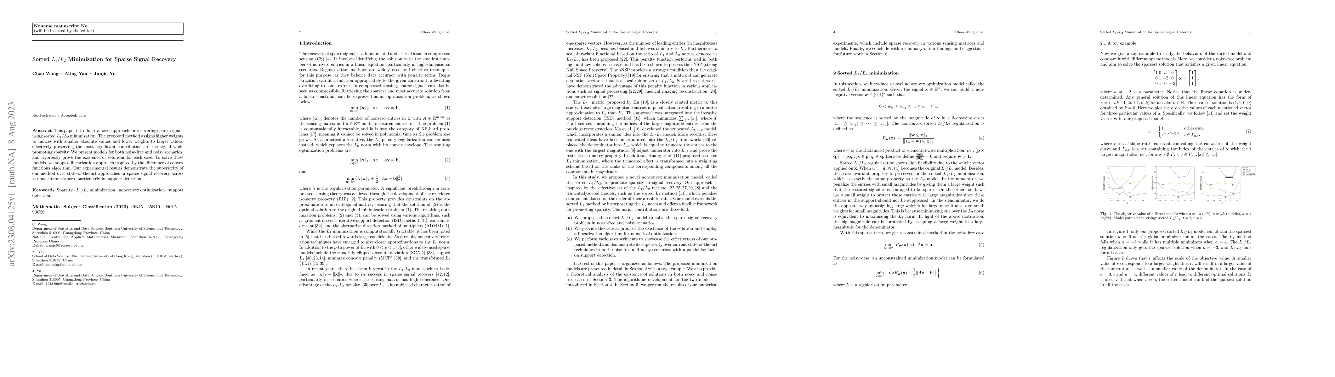 Thumbnail for Sorted L1/L2 Minimization for Sparse Signal Recovery