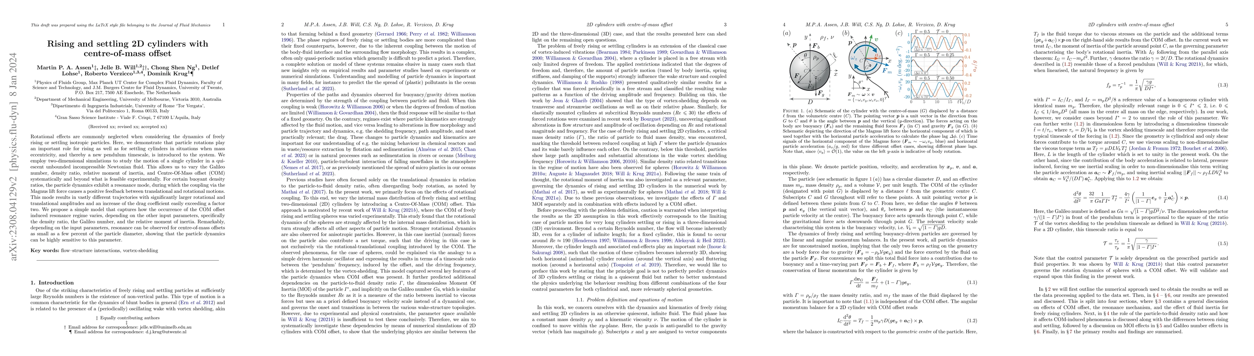 Thumbnail for Rising and settling 2D cylinders with centre-of-mass offset