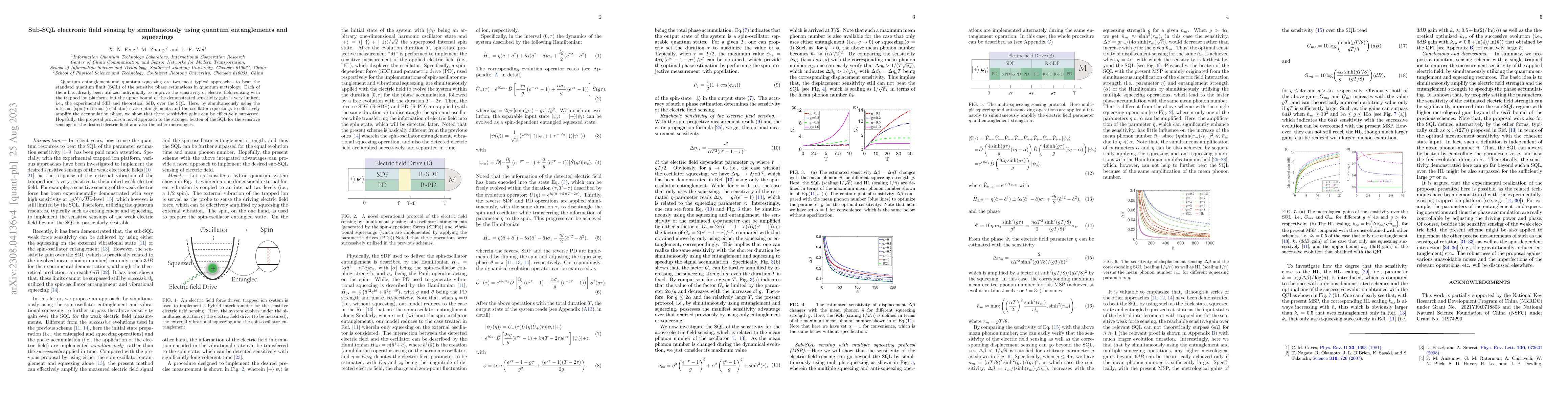 Thumbnail for Sub-SQL electronic field sensing by simultaneously using quantum
  entanglements and squeezings