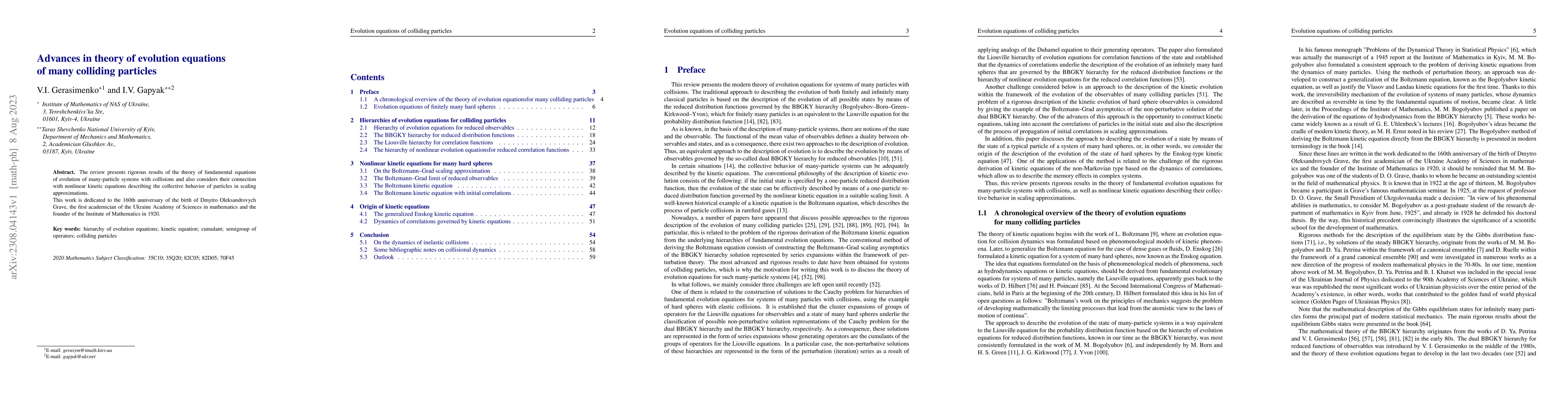 Thumbnail for Advances in theory of evolution equations of many colliding particles
