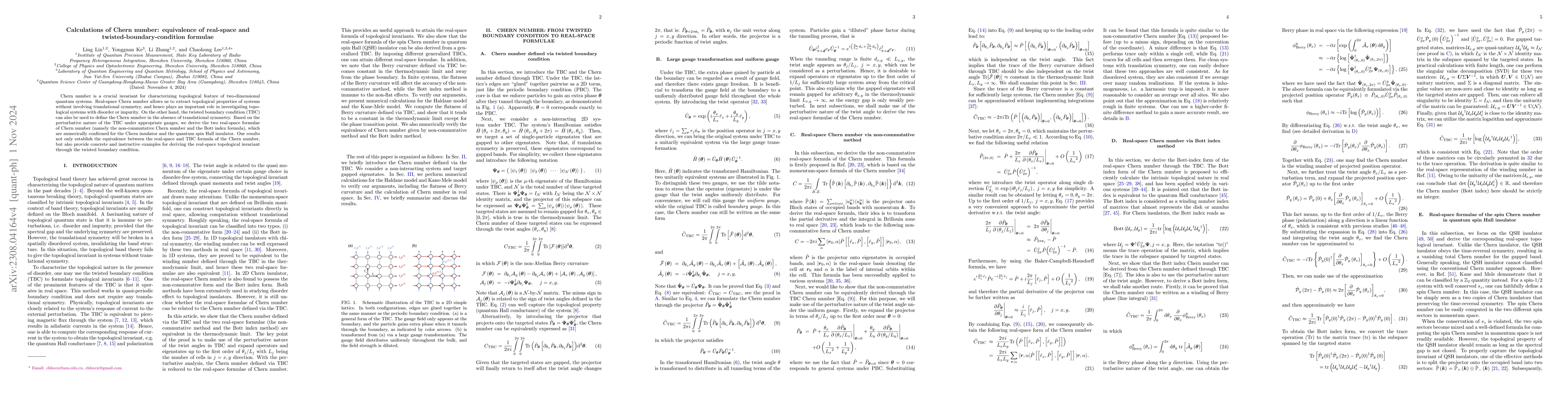 Thumbnail for Calculations of Chern number: equivalence of real-space and
  twisted-boundary-condition formulae