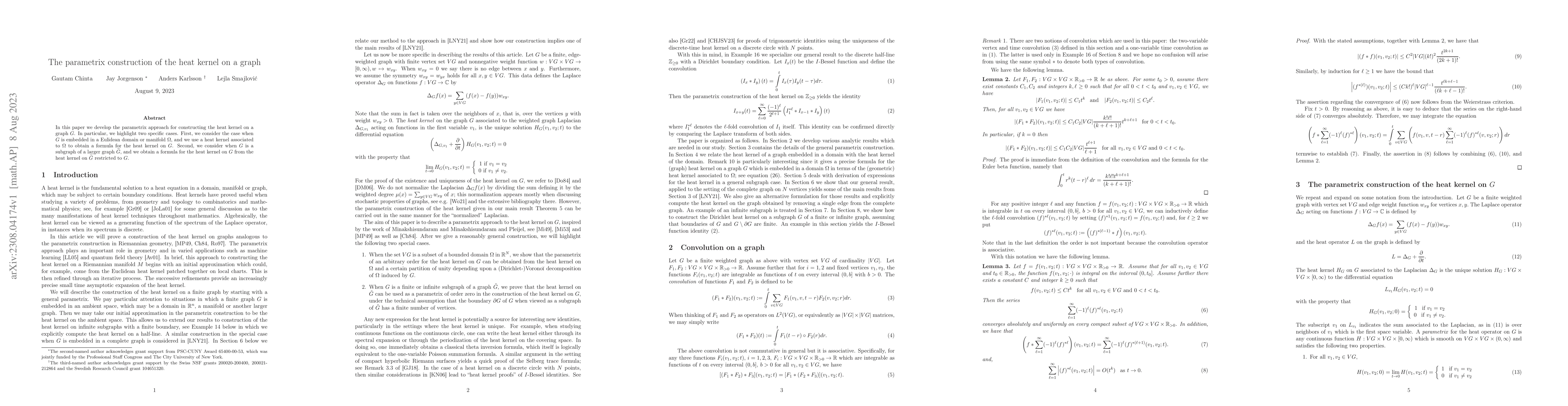 Thumbnail for The parametrix construction of the heat kernel on a graph