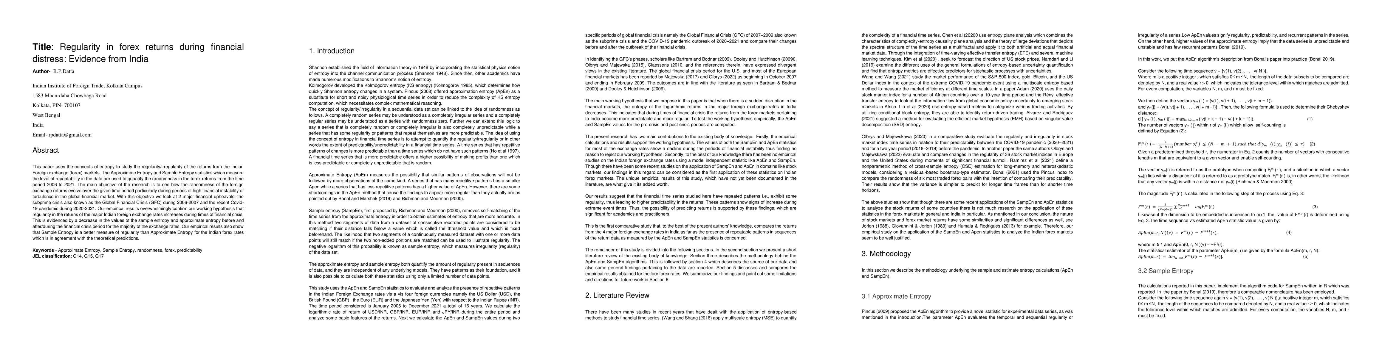 Thumbnail for Regularity in forex returns during financial distress: Evidence from
  India