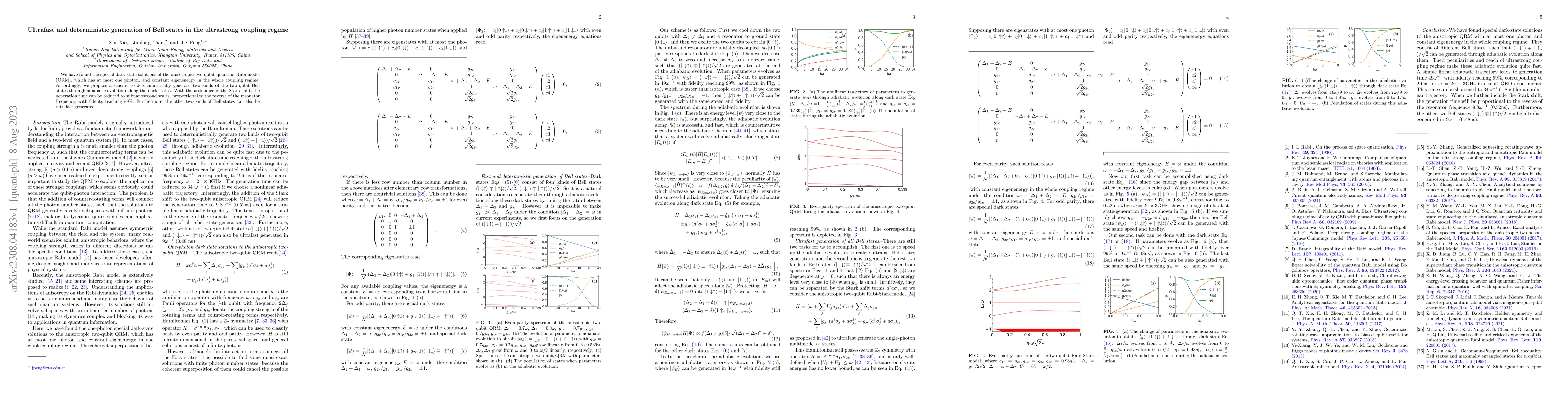 Thumbnail for Ultrafast and deterministic generation of Bell states in the ultrastrong
  coupling regime