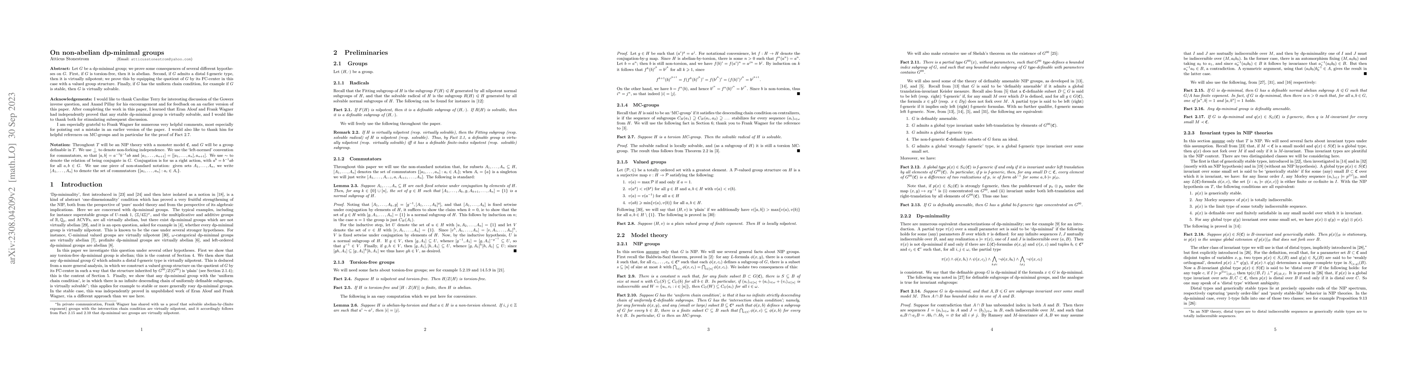 Thumbnail for On non-abelian dp-minimal groups