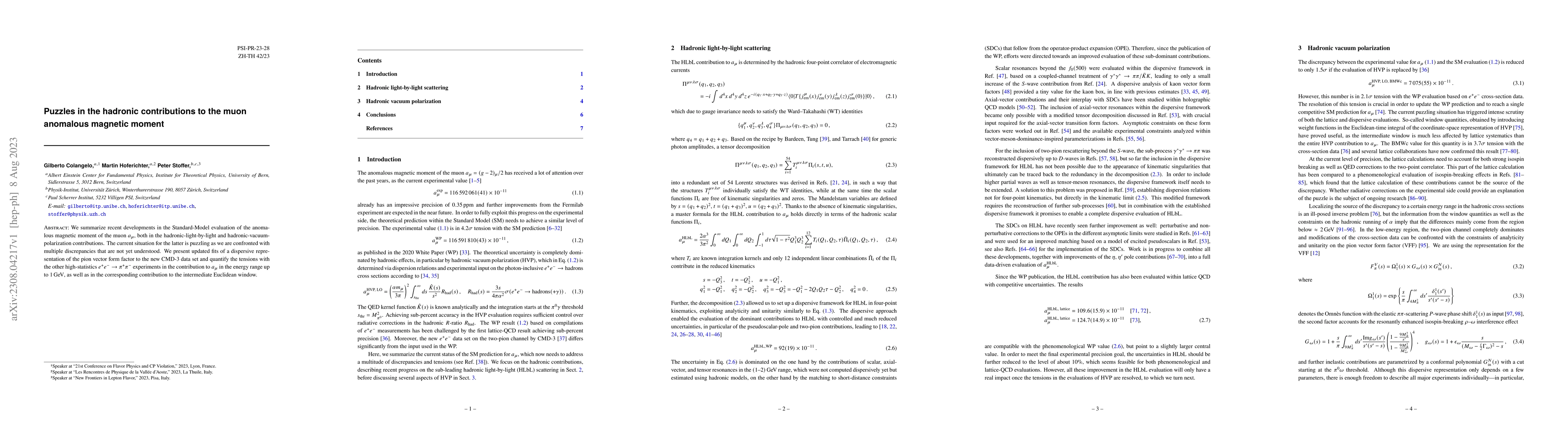 Thumbnail for Puzzles in the hadronic contributions to the muon anomalous magnetic
  moment