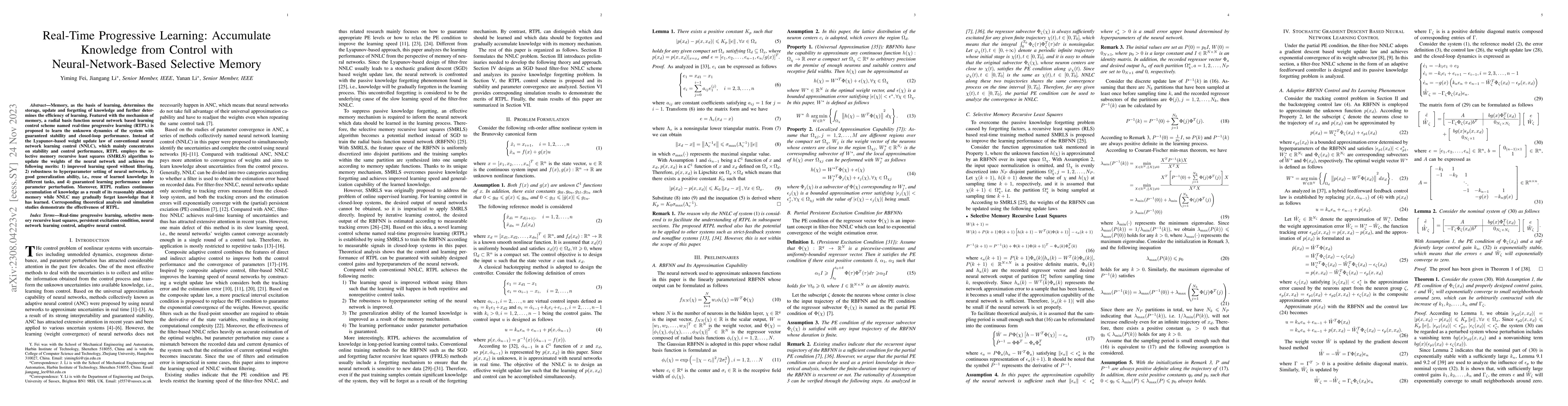 Thumbnail for Real-Time Progressive Learning: Accumulate Knowledge from Control with
  Neural-Network-Based Selective Memory