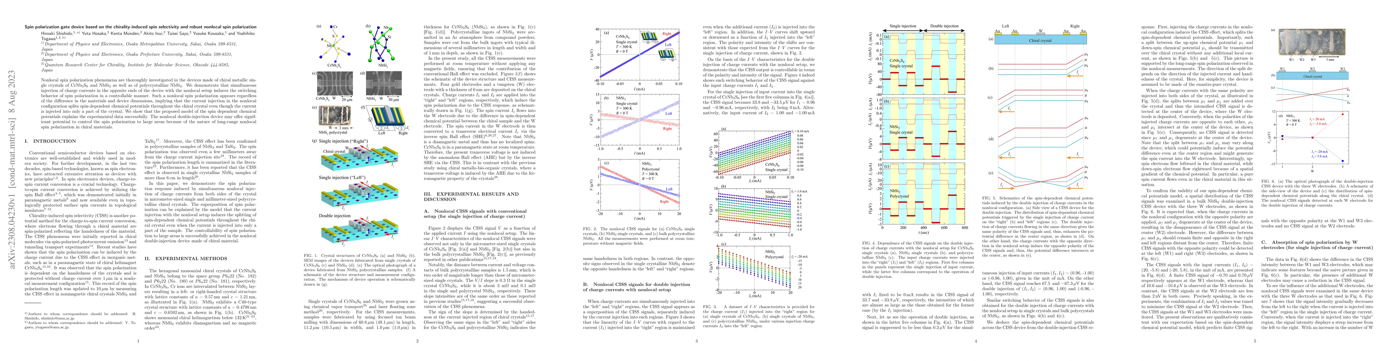 Thumbnail for Spin polarization gate device based on the chirality-induced spin
  selectivity and robust nonlocal spin polarization
