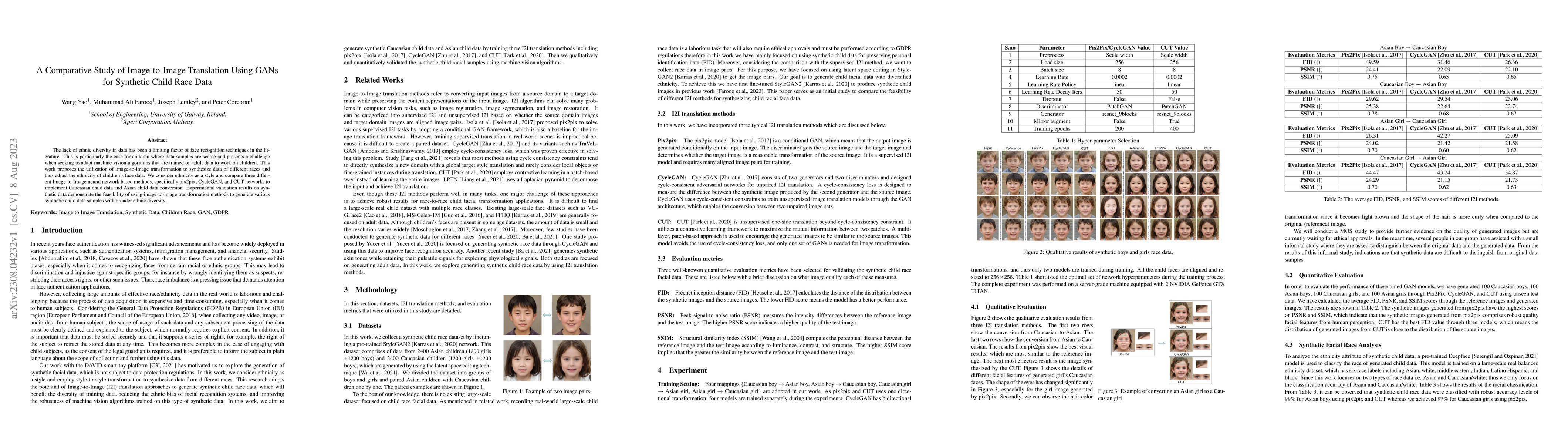 Thumbnail for A Comparative Study of Image-to-Image Translation Using GANs for
  Synthetic Child Race Data