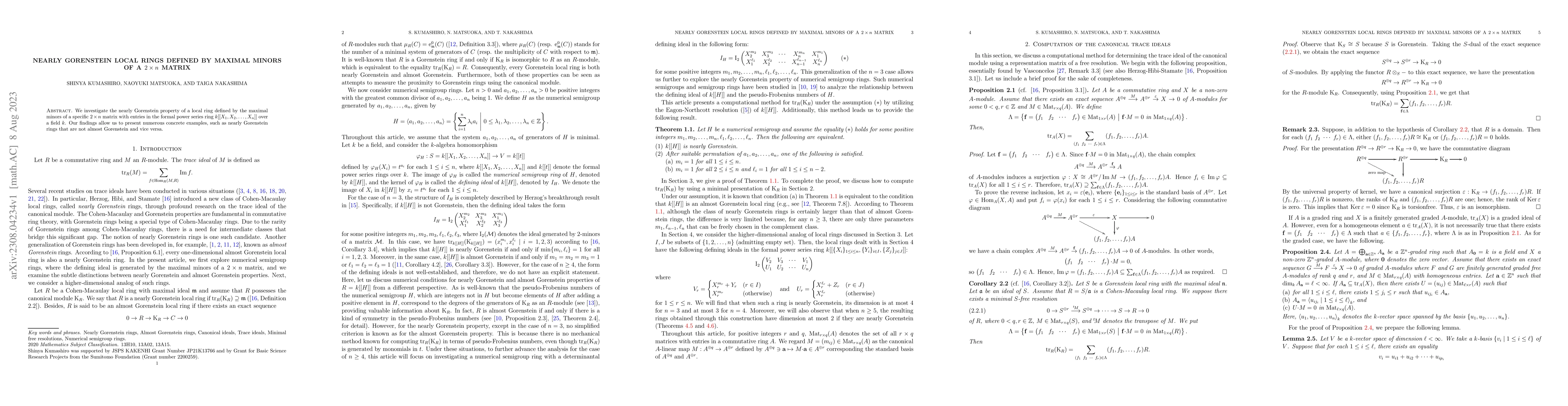 Thumbnail for Nearly Gorenstein local rings defined by maximal minors of a $2 \times
  n$ matrix