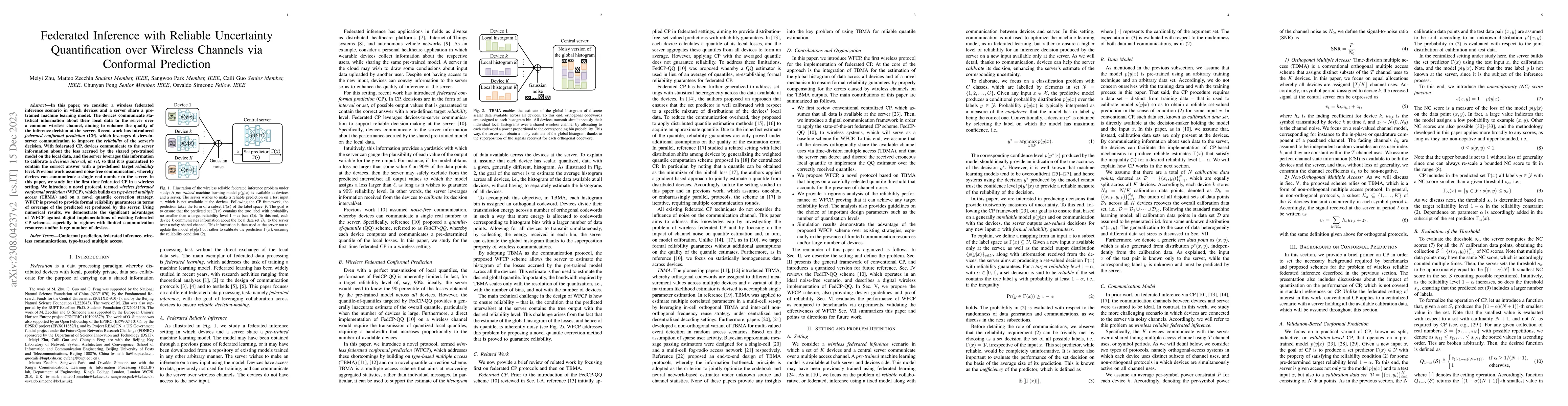 Thumbnail for Federated Inference with Reliable Uncertainty Quantification over
  Wireless Channels via Conformal Prediction