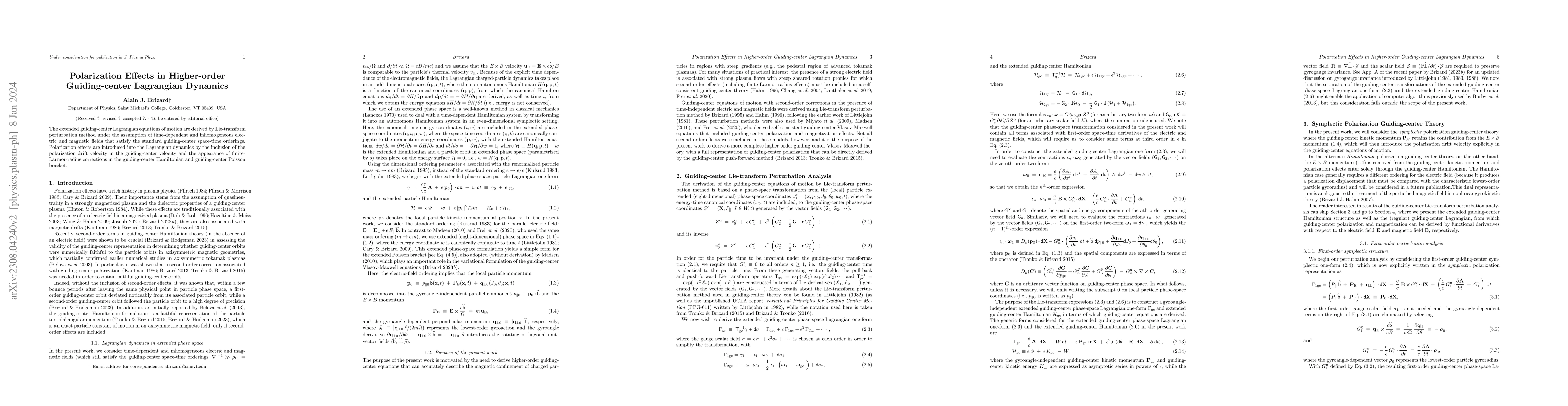 Thumbnail for Polarization Effects in Higher-order Guiding-center Lagrangian Dynamics