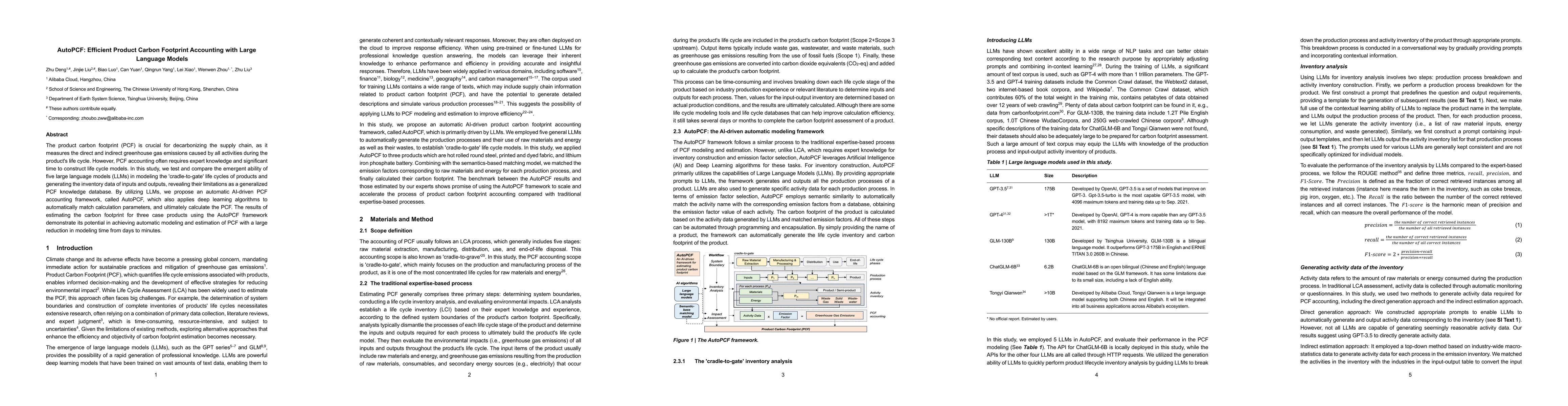 Thumbnail for AutoPCF: Efficient Product Carbon Footprint Accounting with Large
  Language Models