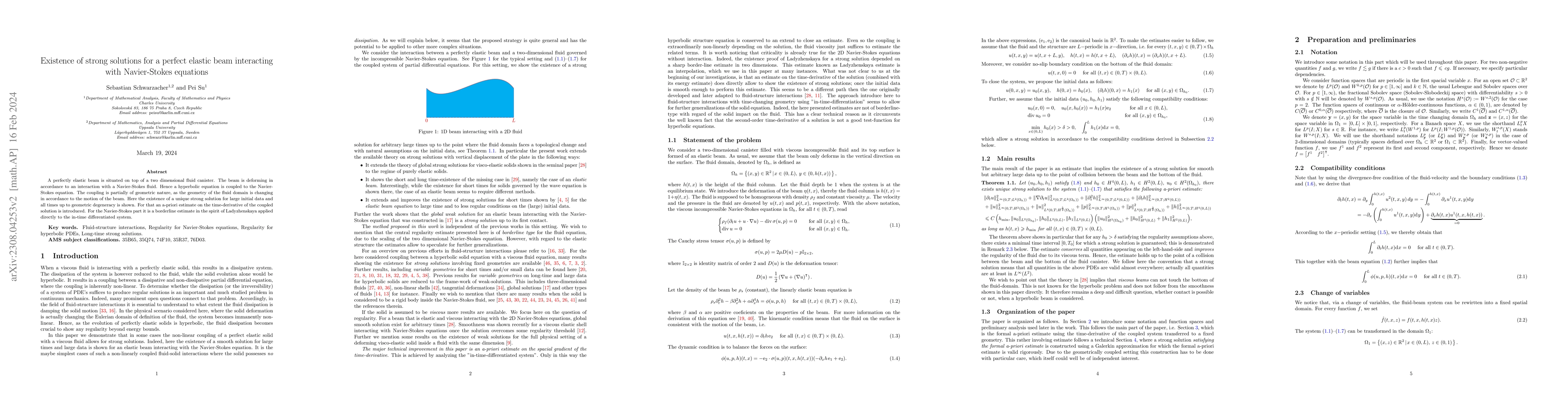 Thumbnail for Existence of strong solutions for a perfect elastic beam interacting
  with Navier-Stokes equations