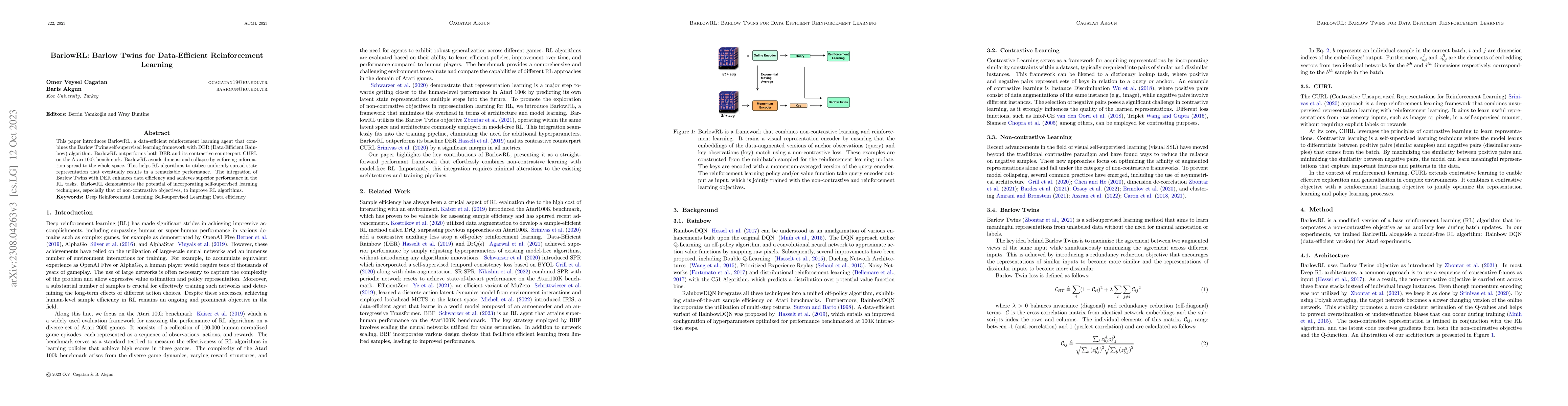 Thumbnail for BarlowRL: Barlow Twins for Data-Efficient Reinforcement Learning