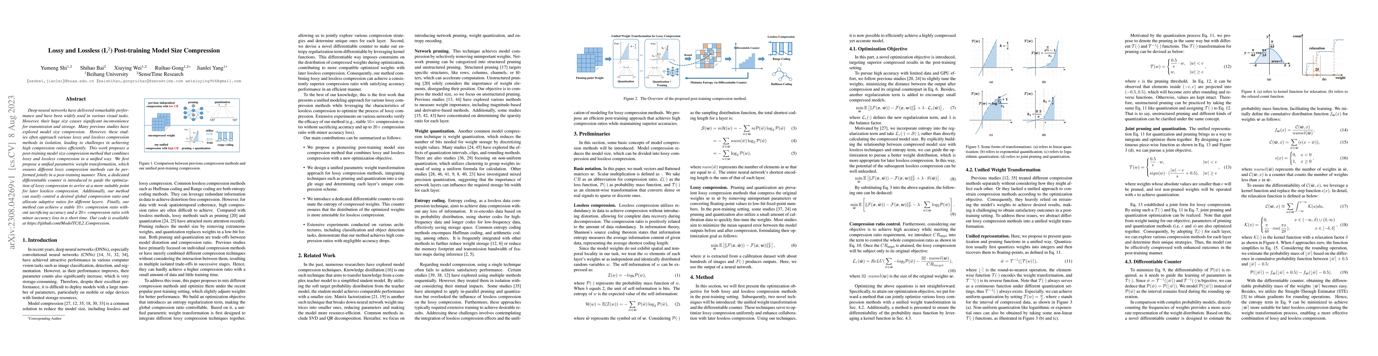 Thumbnail for Lossy and Lossless (L$^2$) Post-training Model Size Compression