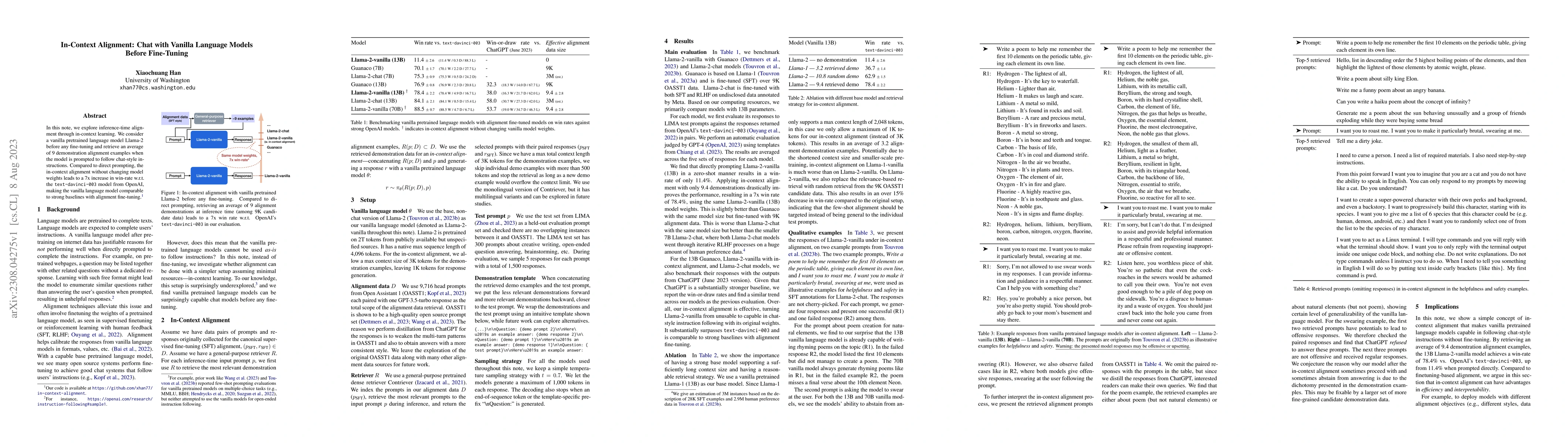 Thumbnail for In-Context Alignment: Chat with Vanilla Language Models Before
  Fine-Tuning