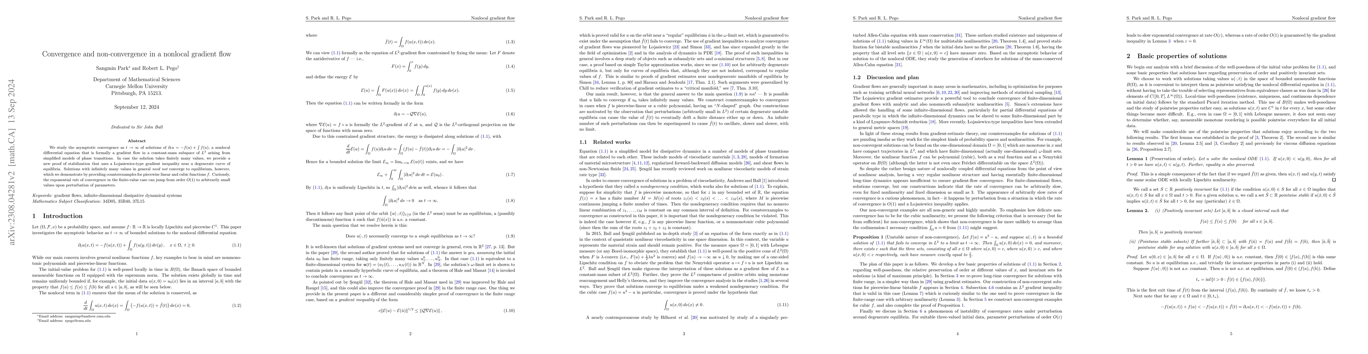 Thumbnail for Convergence and non-convergence in a nonlocal gradient flow