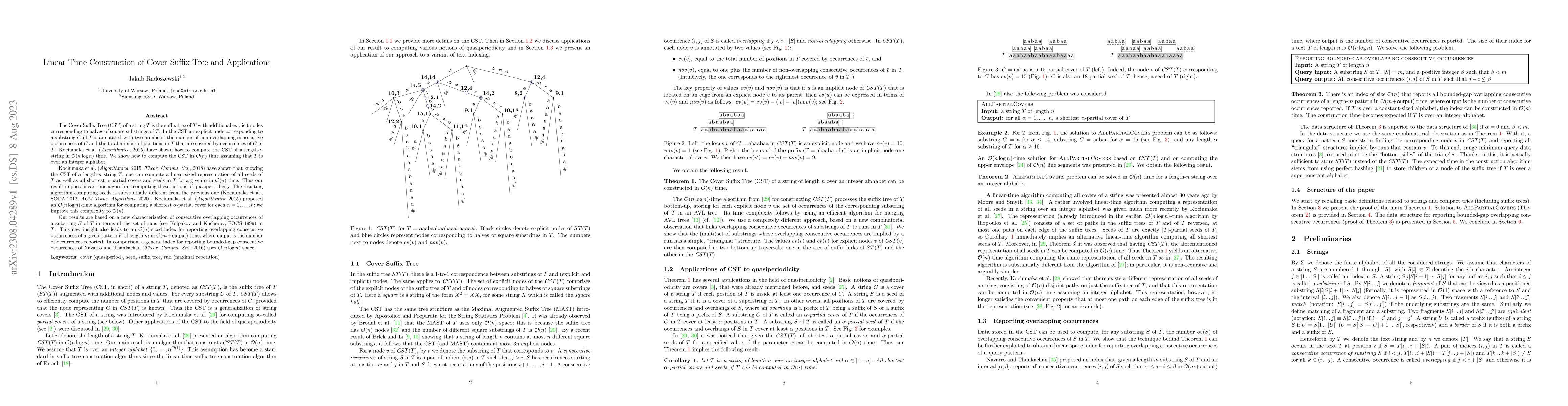 Thumbnail for Linear Time Construction of Cover Suffix Tree and Applications