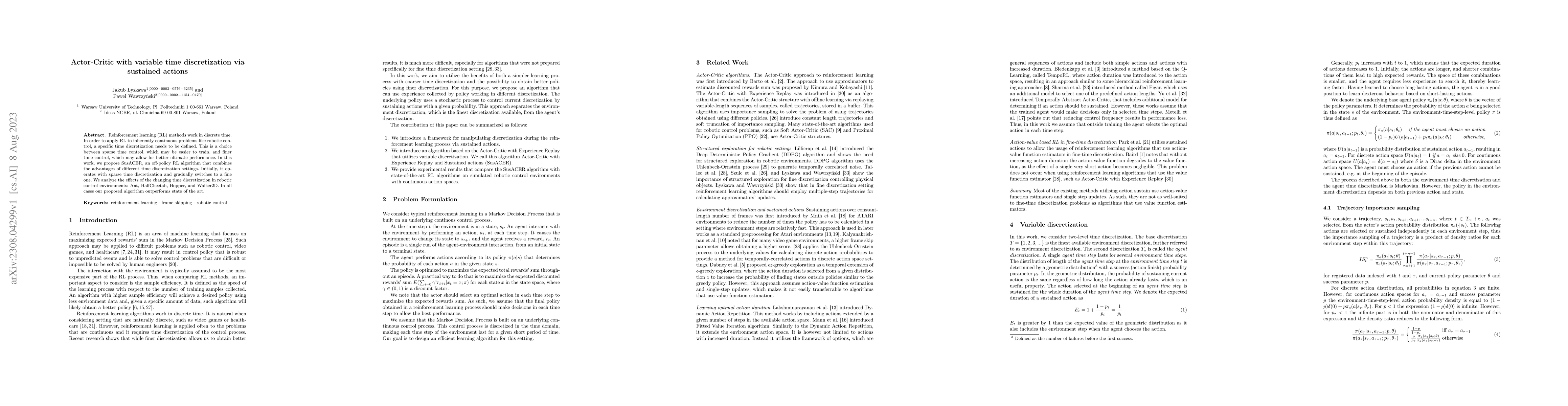 Thumbnail for Actor-Critic with variable time discretization via sustained actions