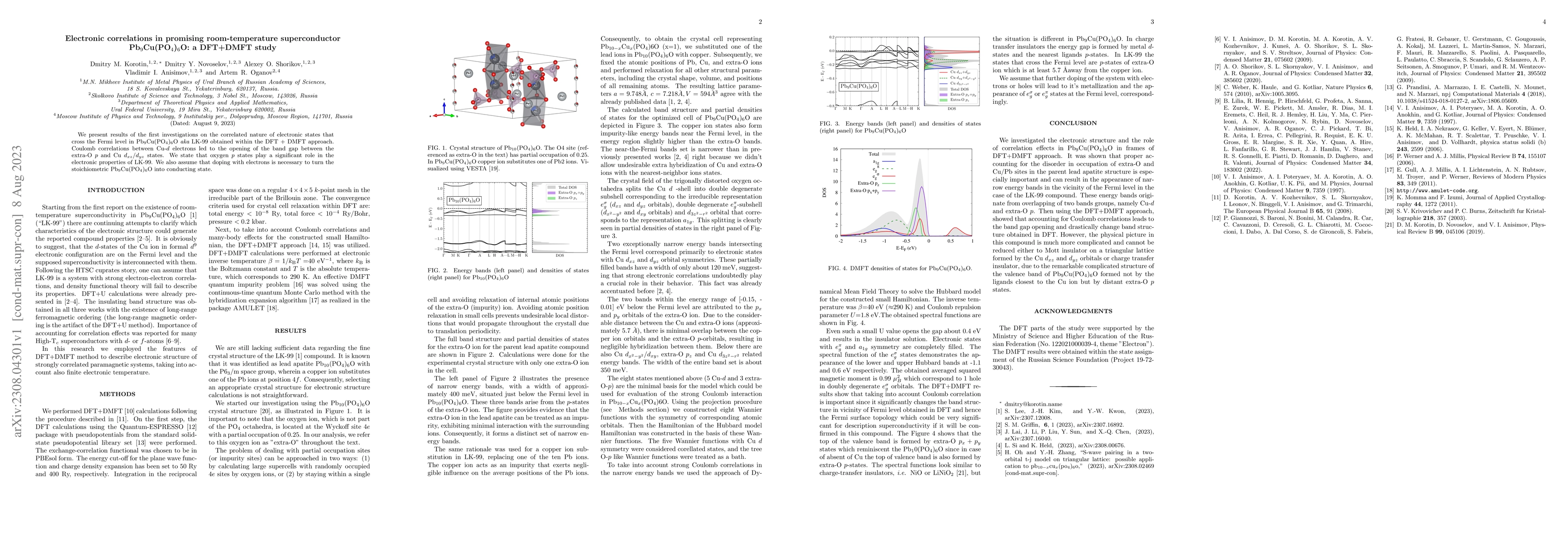 Thumbnail for Electronic correlations in promising room-temperature superconductor
  Pb$_9$Cu(PO$_4$)$_6$O: a DFT+DMFT study